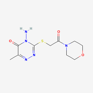 molecular formula C10H15N5O3S B2395017 4-Amino-6-methyl-3-(2-morpholin-4-yl-2-oxoethyl)sulfanyl-1,2,4-triazin-5-one CAS No. 869067-51-6
