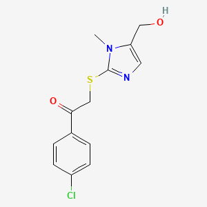 molecular formula C13H13ClN2O2S B2395018 1-(4-chlorophenyl)-2-{[5-(hydroxymethyl)-1-methyl-1H-imidazol-2-yl]sulfanyl}-1-ethanone CAS No. 338422-49-4