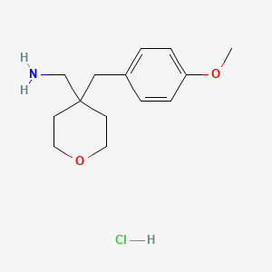 4-[(4-Methoxyphenyl)methyl]oxan-4-ylmethanamine hydrochloride