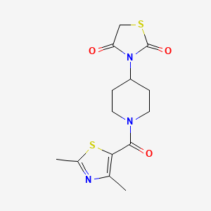 molecular formula C14H17N3O3S2 B2395042 3-(1-(2,4-二甲基噻唑-5-羰基)哌啶-4-基)噻唑烷-2,4-二酮 CAS No. 2309780-46-7