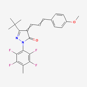 molecular formula C24H22F4N2O2 B2395053 5-叔丁基-4-[3-(4-甲氧基苯基)丙-2-烯基]-2-(2,3,5,6-四氟-4-甲苯基)吡唑-3-酮 CAS No. 1024741-09-0