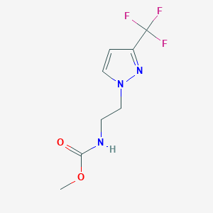 molecular formula C8H10F3N3O2 B2395064 甲基（2-（3-（三氟甲基）-1H-吡唑-1-基）乙基）氨基甲酸酯 CAS No. 1448060-80-7