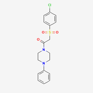 molecular formula C18H19ClN2O3S B2395070 2-(4-氯苯基)磺酰基-1-(4-苯基哌嗪-1-基)乙酮 CAS No. 895468-62-9