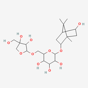 molecular formula C21H36O11 B2395074 NCGC00384975-01_C21H36O11_beta-D-Glucopyranoside, (1R,2S,4R,5R)-5-hydroxy-1,7,7-trimethylbicyclo[2.2.1]hept-2-yl 6-O-[(2R,3R,4R)-tetrahydro-3,4-dihydroxy-4-(hydroxymethyl)-2-furanyl]- CAS No. 217969-13-6