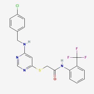 molecular formula C20H16ClF3N4OS B2395079 2-({6-[(4-chlorobenzyl)amino]pyrimidin-4-yl}sulfanyl)-N-[2-(trifluoromethyl)phenyl]acetamide CAS No. 1115929-65-1