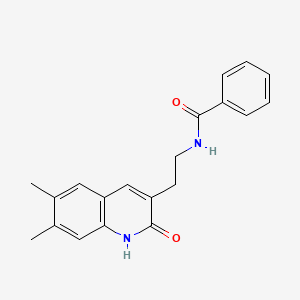 molecular formula C20H20N2O2 B2395082 N-(2-(6,7-dimethyl-2-oxo-1,2-dihydroquinolin-3-yl)ethyl)benzamide CAS No. 851402-91-0