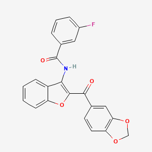 N-[2-(2H-1,3-benzodioxole-5-carbonyl)-1-benzofuran-3-yl]-3-fluorobenzamide
