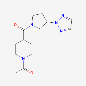 molecular formula C14H21N5O2 B2395095 1-(4-(3-(2H-1,2,3-triazol-2-yl)pyrrolidine-1-carbonyl)piperidin-1-yl)ethanone CAS No. 2034409-52-2