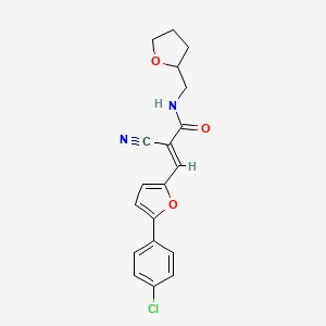molecular formula C19H17ClN2O3 B2395104 3-[5-(4-chlorophenyl)furan-2-yl]-2-cyano-N-(oxolan-2-ylmethyl)prop-2-enamide CAS No. 444764-47-0