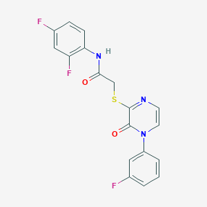 molecular formula C18H12F3N3O2S B2395108 N-(2,4-difluorophenyl)-2-((4-(3-fluorophenyl)-3-oxo-3,4-dihydropyrazin-2-yl)thio)acetamide CAS No. 899725-37-2