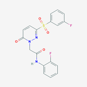 molecular formula C18H13F2N3O4S B2395110 N-(2-fluorophenyl)-2-(3-((3-fluorophenyl)sulfonyl)-6-oxopyridazin-1(6H)-yl)acetamide CAS No. 1251621-07-4