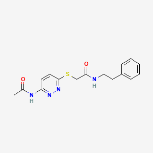 molecular formula C16H18N4O2S B2395114 2-((6-acetamidopyridazin-3-yl)thio)-N-phenethylacetamide CAS No. 1021120-80-8