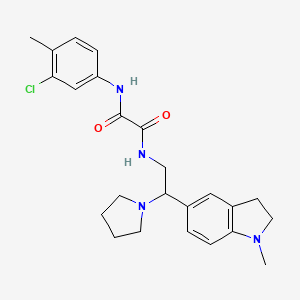 molecular formula C24H29ClN4O2 B2395116 N1-(3-chloro-4-methylphenyl)-N2-(2-(1-methylindolin-5-yl)-2-(pyrrolidin-1-yl)ethyl)oxalamide CAS No. 922067-29-6