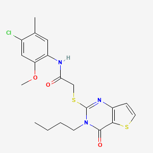 molecular formula C20H22ClN3O3S2 B2395123 2-[(3-butyl-4-oxo-3,4-dihydrothieno[3,2-d]pyrimidin-2-yl)sulfanyl]-N-(4-chloro-2-methoxy-5-methylphenyl)acetamide CAS No. 1260924-67-1