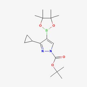 molecular formula C17H27BN2O4 B2395136 tert-Butyl 3-cyclopropyl-4-(4,4,5,5-tetramethyl-1,3,2-dioxaborolan-2-yl)-1H-pyrazole-1-carboxylate CAS No. 2377607-37-7