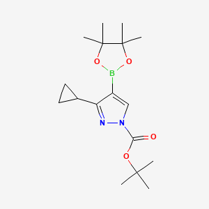 molecular formula C17H27BN2O4 B2395136 Ácido 1-BOC-3-ciclopentil-1H-pirazol-4-borónico, éster de pinacol CAS No. 2377607-37-7