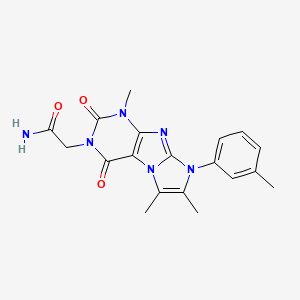 molecular formula C19H20N6O3 B2395140 2-[4,7,8-三甲基-6-(3-甲基苯基)-1,3-二氧代嘌呤[7,8-a]咪唑-2-基]乙酰胺 CAS No. 876670-27-8