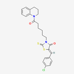 molecular formula C25H25ClN2O2S2 B2395154 (Z)-5-(4-chlorobenzylidene)-3-(6-(3,4-dihydroquinolin-1(2H)-yl)-6-oxohexyl)-2-thioxothiazolidin-4-one CAS No. 637318-70-8