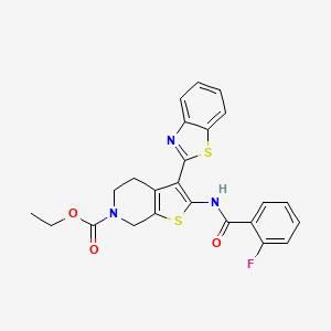 molecular formula C24H20FN3O3S2 B2395155 3-(苯并[d]噻唑-2-基)-2-(2-氟苯甲酰胺)-4,5-二氢噻吩并[2,3-c]吡啶-6(7H)-羧酸乙酯 CAS No. 946309-50-8