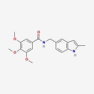 molecular formula C20H22N2O4 B2395159 3,4,5-trimethoxy-N-[(2-methyl-1H-indol-5-yl)methyl]benzamide CAS No. 385786-56-1