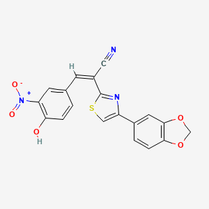 (Z)-2-(4-(benzo[d][1,3]dioxol-5-yl)thiazol-2-yl)-3-(4-hydroxy-3-nitrophenyl)acrylonitrile