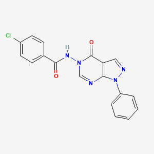 molecular formula C18H12ClN5O2 B2395167 4-chloro-N-{4-oxo-1-phenyl-1H,4H,5H-pyrazolo[3,4-d]pyrimidin-5-yl}benzamide CAS No. 899752-45-5