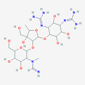 molecular formula C22H44N8O16S B239517 N-[2-[2-[2,4-bis(diaminomethylideneamino)-3,5,6-trihydroxycyclohexyl]oxy-4-hydroxy-4-(hydroxymethyl)-5-methyloxolan-3-yl]oxy-4,5-dihydroxy-6-(hydroxymethyl)oxan-3-yl]-N-methylmethanimidamide CAS No. 10225-46-4