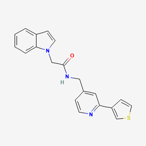 2-(1H-indol-1-yl)-N-((2-(thiophen-3-yl)pyridin-4-yl)methyl)acetamide