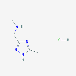molecular formula C5H11ClN4 B2395175 N-Methyl-1-(5-methyl-1H-1,2,4-triazol-3-yl)methanamine hydrochloride CAS No. 2155856-27-0
