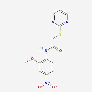 molecular formula C13H12N4O4S B2395179 N-(2-methoxy-4-nitrophenyl)-2-(pyrimidin-2-ylsulfanyl)acetamide CAS No. 444163-61-5