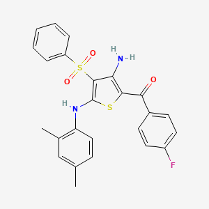 (3-Amino-5-((2,4-dimethylphenyl)amino)-4-(phenylsulfonyl)thiophen-2-yl)(4-fluorophenyl)methanone