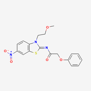 molecular formula C18H17N3O5S B2395188 (Z)-N-(3-(2-methoxyethyl)-6-nitrobenzo[d]thiazol-2(3H)-ylidene)-2-phenoxyacetamide CAS No. 864976-81-8