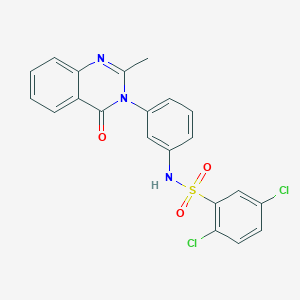 molecular formula C21H15Cl2N3O3S B2395208 2,5-dichloro-N-(3-(2-methyl-4-oxoquinazolin-3(4H)-yl)phenyl)benzenesulfonamide CAS No. 898438-80-7
