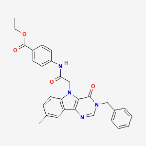 molecular formula C29H26N4O4 B2395216 4-(2-(3-苄基-8-甲基-4-氧代-3H-嘧啶并[5,4-b]吲哚-5(4H)-基)乙酰氨基)苯甲酸乙酯 CAS No. 1189678-76-9