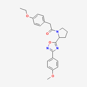 molecular formula C23H25N3O4 B2395217 5-{1-[(4-Ethoxyphenyl)acetyl]pyrrolidin-2-yl}-3-(4-methoxyphenyl)-1,2,4-oxadiazole CAS No. 1791409-07-8