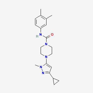 4-(3-cyclopropyl-1-methyl-1H-pyrazol-5-yl)-N-(3,4-dimethylphenyl)piperazine-1-carboxamide