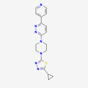 molecular formula C18H19N7S B2395221 2-Cyclopropyl-5-[4-(6-pyridin-4-ylpyridazin-3-yl)piperazin-1-yl]-1,3,4-thiadiazole CAS No. 2380167-17-7