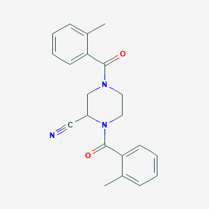 molecular formula C21H21N3O2 B2395224 1,4-Bis(2-methylbenzoyl)piperazine-2-carbonitrile CAS No. 2094375-04-7