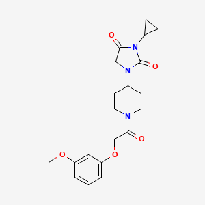molecular formula C20H25N3O5 B2395226 3-环丙基-1-{1-[2-(3-甲氧基苯氧基)乙酰]哌啶-4-基}咪唑烷-2,4-二酮 CAS No. 2097913-78-3