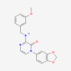 molecular formula C19H17N3O4 B2395228 1-(1,3-苯并二氧杂环-5-基)-3-[(3-甲氧基苄基)氨基]吡嗪-2(1H)-酮 CAS No. 941887-93-0