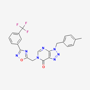 molecular formula C22H16F3N7O2 B2395236 3-(4-methylbenzyl)-6-((3-(3-(trifluoromethyl)phenyl)-1,2,4-oxadiazol-5-yl)methyl)-3H-[1,2,3]triazolo[4,5-d]pyrimidin-7(6H)-one CAS No. 1105210-32-9