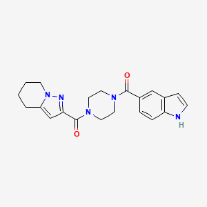 molecular formula C21H23N5O2 B2395238 (4-(1H-indole-5-carbonyl)piperazin-1-yl)(4,5,6,7-tetrahydropyrazolo[1,5-a]pyridin-2-yl)methanone CAS No. 1903036-33-8