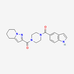 molecular formula C21H23N5O2 B2395238 (4-(1H-indole-5-carbonyl)pipérazine-1-yl)(4,5,6,7-tétrahydropyrazolo[1,5-a]pyridin-2-yl)méthanone CAS No. 1903036-33-8