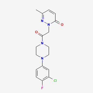 molecular formula C17H18ClFN4O2 B2395244 2-(2-(4-(3-chloro-4-fluorophenyl)piperazin-1-yl)-2-oxoethyl)-6-methylpyridazin-3(2H)-one CAS No. 1234807-33-0