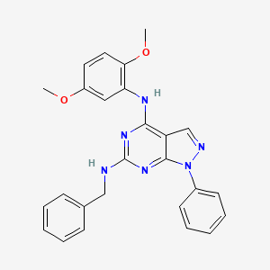 molecular formula C26H24N6O2 B2395263 N6-benzyl-N4-(2,5-dimethoxyphenyl)-1-phenyl-1H-pyrazolo[3,4-d]pyrimidine-4,6-diamine CAS No. 1005297-06-2