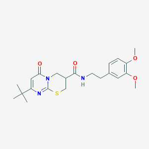 molecular formula C22H29N3O4S B2395264 8-(叔丁基)-N-(3,4-二甲氧基苯乙基)-6-氧代-2,3,4,6-四氢嘧啶并[2,1-b][1,3]噻嗪-3-甲酰胺 CAS No. 1421516-62-2