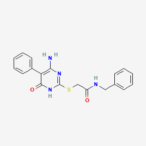 molecular formula C19H18N4O2S B2395265 2-[(4-amino-6-oxo-5-phenyl-1,6-dihydro-2-pyrimidinyl)sulfanyl]-N-benzylacetamide CAS No. 710977-11-0