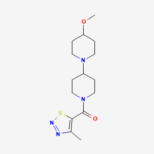 molecular formula C15H24N4O2S B2395276 4-Methoxy-1'-(4-methyl-1,2,3-thiadiazole-5-carbonyl)-1,4'-bipiperidine CAS No. 1706065-85-1