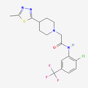 molecular formula C17H18ClF3N4OS B2395279 N-(2-氯-5-(三氟甲基)苯基)-2-(4-(5-甲基-1,3,4-噻二唑-2-基)哌啶-1-基)乙酰胺 CAS No. 1327218-41-6