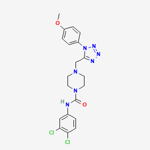molecular formula C20H21Cl2N7O2 B2395281 N-(3,4-dichlorophenyl)-4-((1-(4-methoxyphenyl)-1H-tetrazol-5-yl)methyl)piperazine-1-carboxamide CAS No. 1049411-71-3